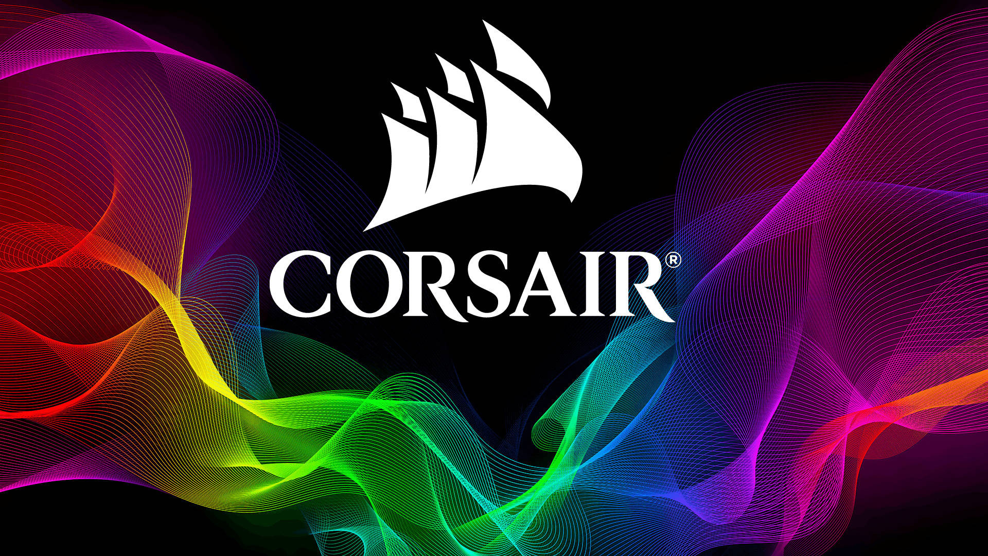 Corsair logo waves with vibrant RGB colors Wallpaper