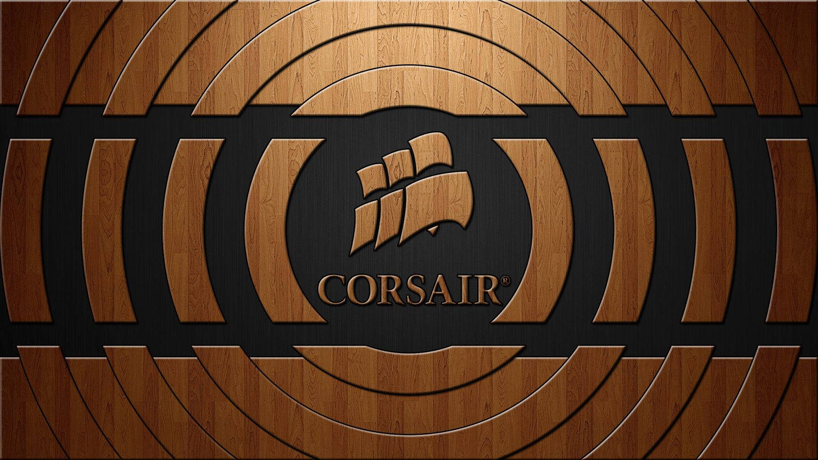 Corsair Logo Wooden Circles Background