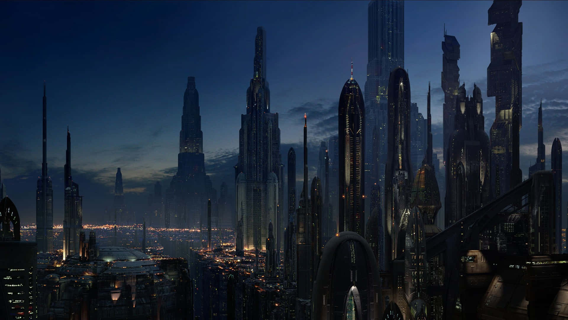 Galactic Cityscape - Coruscant Skyline Wallpaper