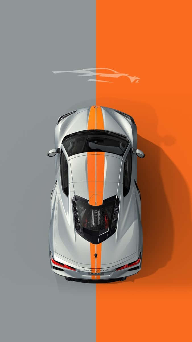 Corvette C8 Top View Dual Tone Background Wallpaper