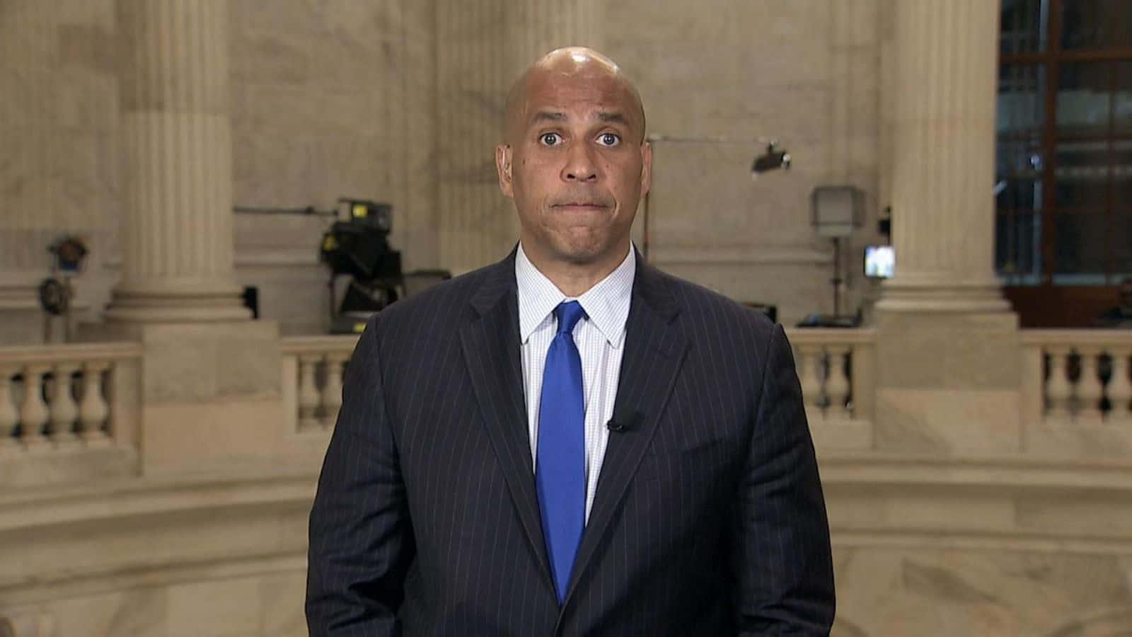 Cory Booker Delivering A Passionate Speech Wallpaper