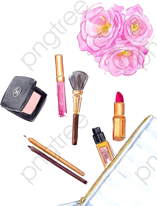Cosmetic Collection Watercolor Illustration PNG