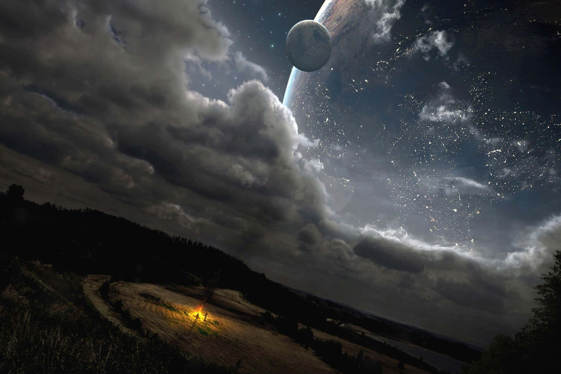 Cosmic_ Campfire_ Night_ Sky Wallpaper