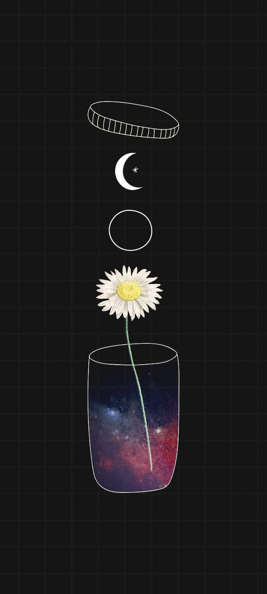 Cosmic Daisyin Glass Vase Wallpaper