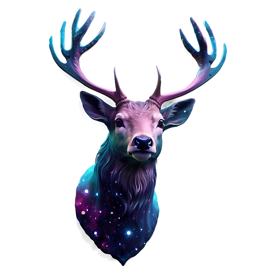 Cosmic Deer Head Space Art Png Yfl PNG