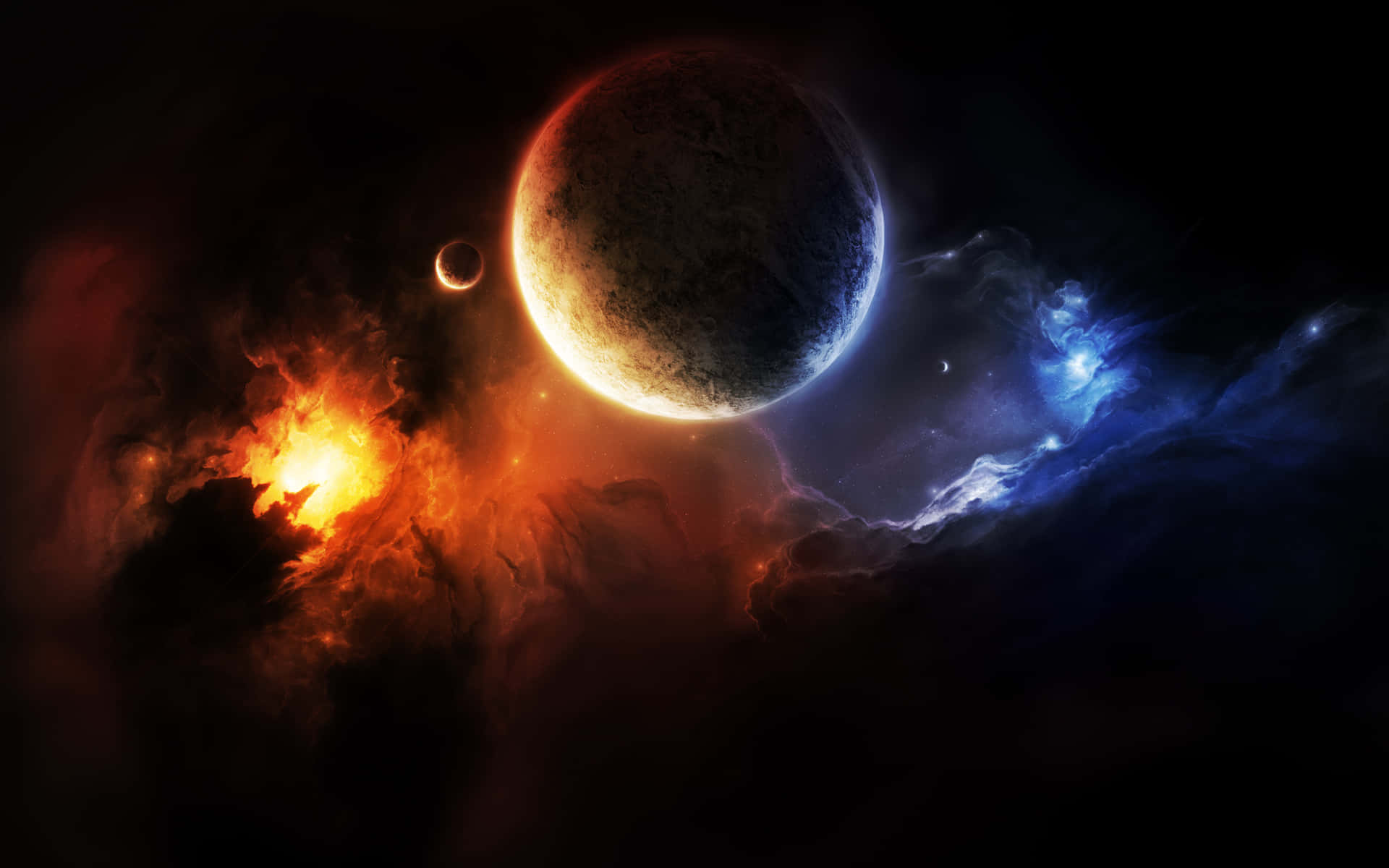 Cosmic_ Duality_ Fire_and_ Ice Wallpaper