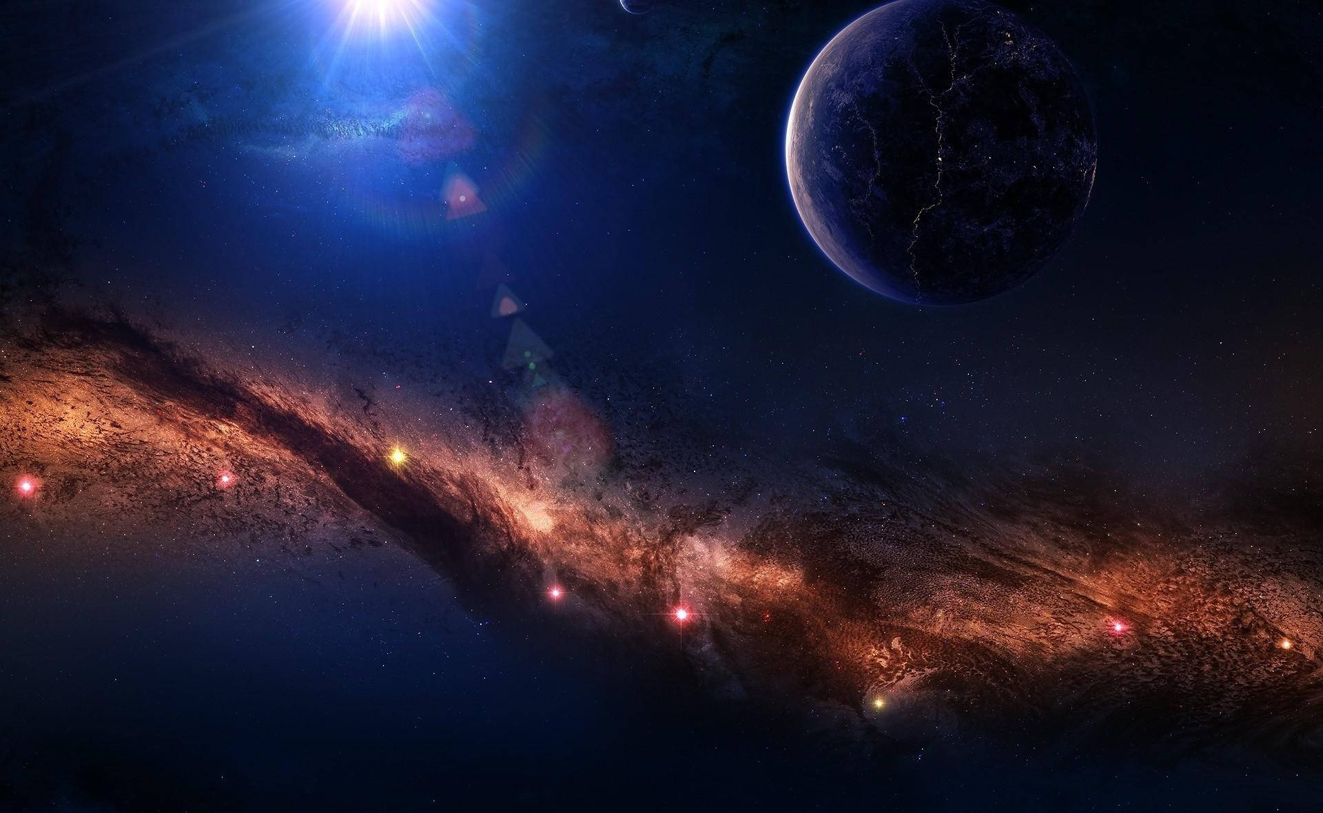 Cosmic Dust And Distant Planet Wallpaper