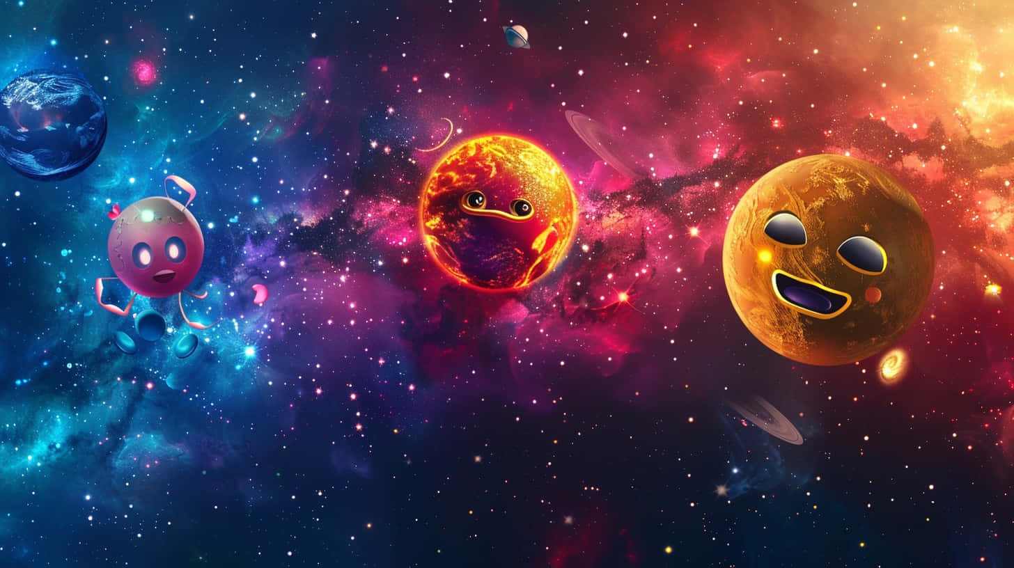 Cosmic Emojis Adventure Wallpaper