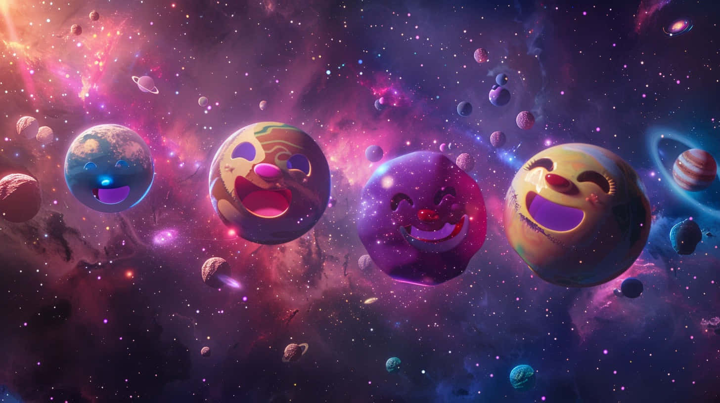 Cosmic Emojis Among Stars Wallpaper