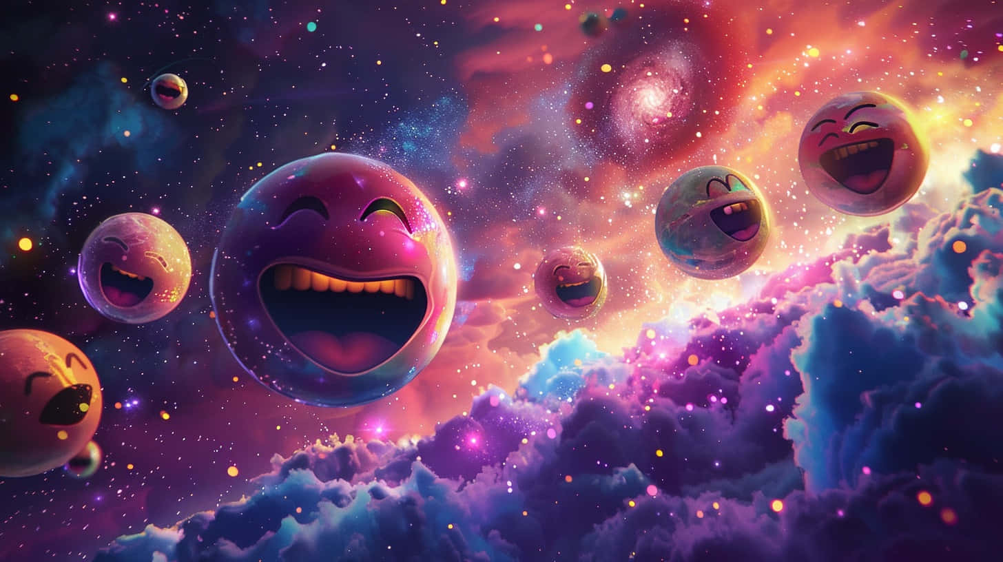 Cosmic Emojis Amongst Starsand Nebulae Wallpaper