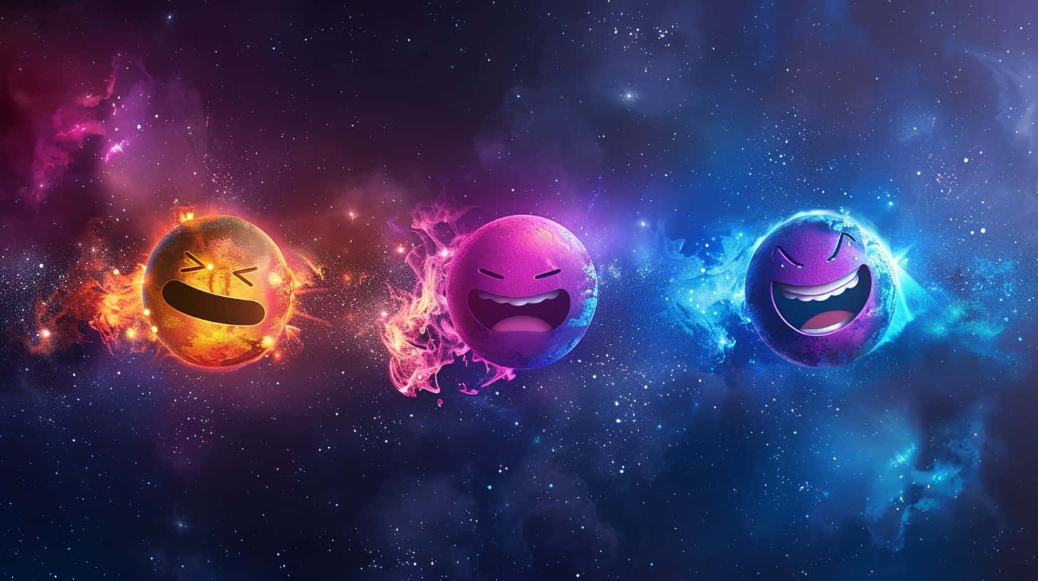 Cosmic Emojis Expressing Emotions Wallpaper