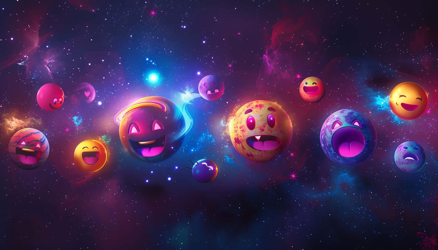 Cosmic Emojis Galaxy Backdrop Wallpaper