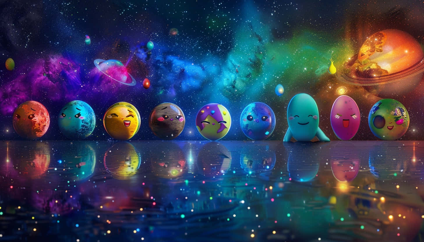 Cosmic Emojis Gathering Wallpaper