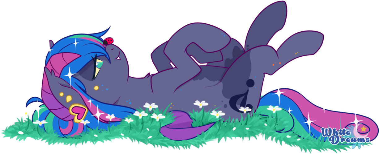 Cosmic Equine Restingin Grass PNG