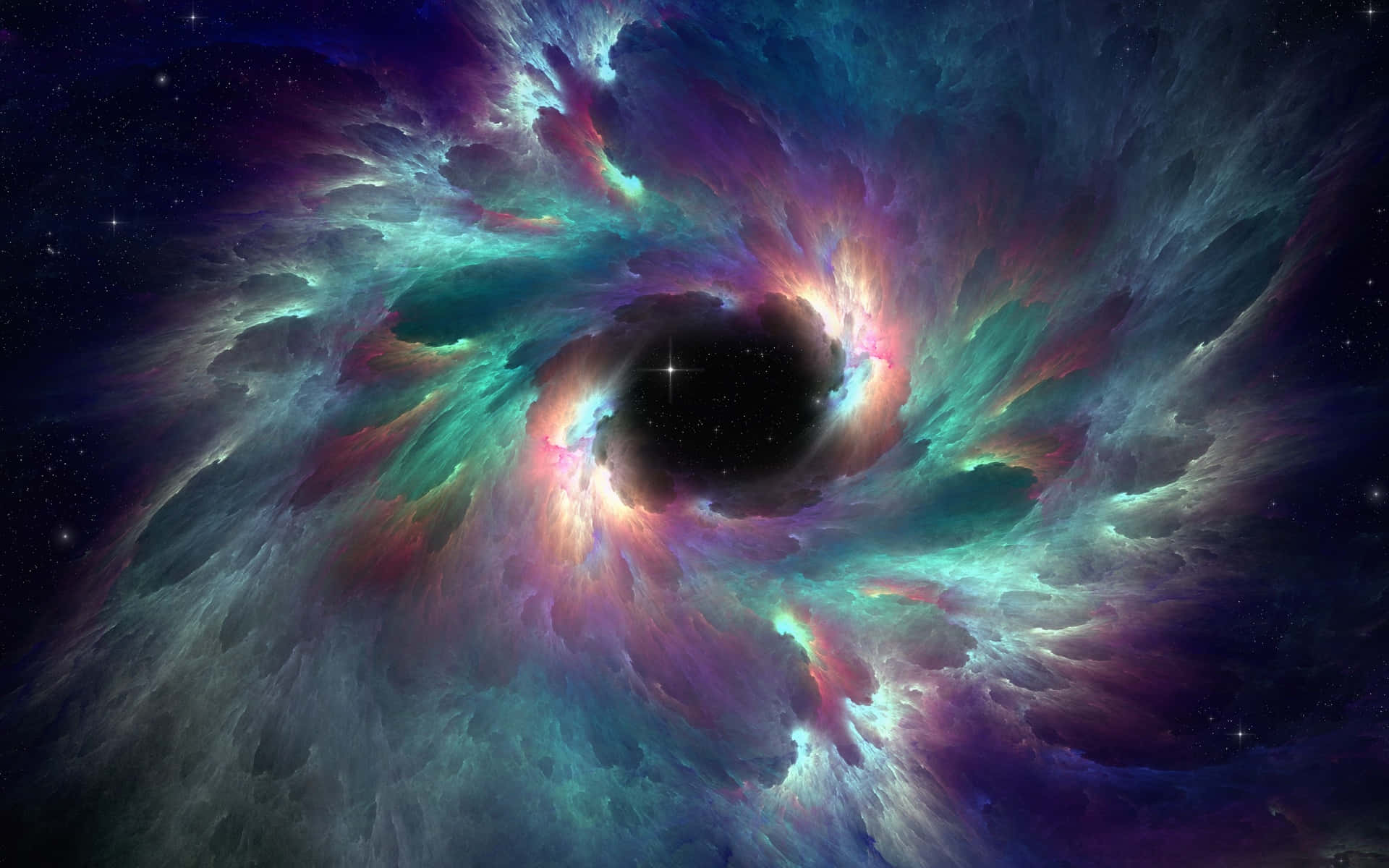 Cosmic Black Hole Colorful Clouds Wallpaper