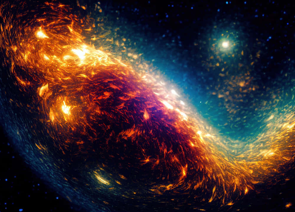 Einespiralgalaxie Mit Hell Leuchtenden Sternen Und Einem Blauen Hintergrund