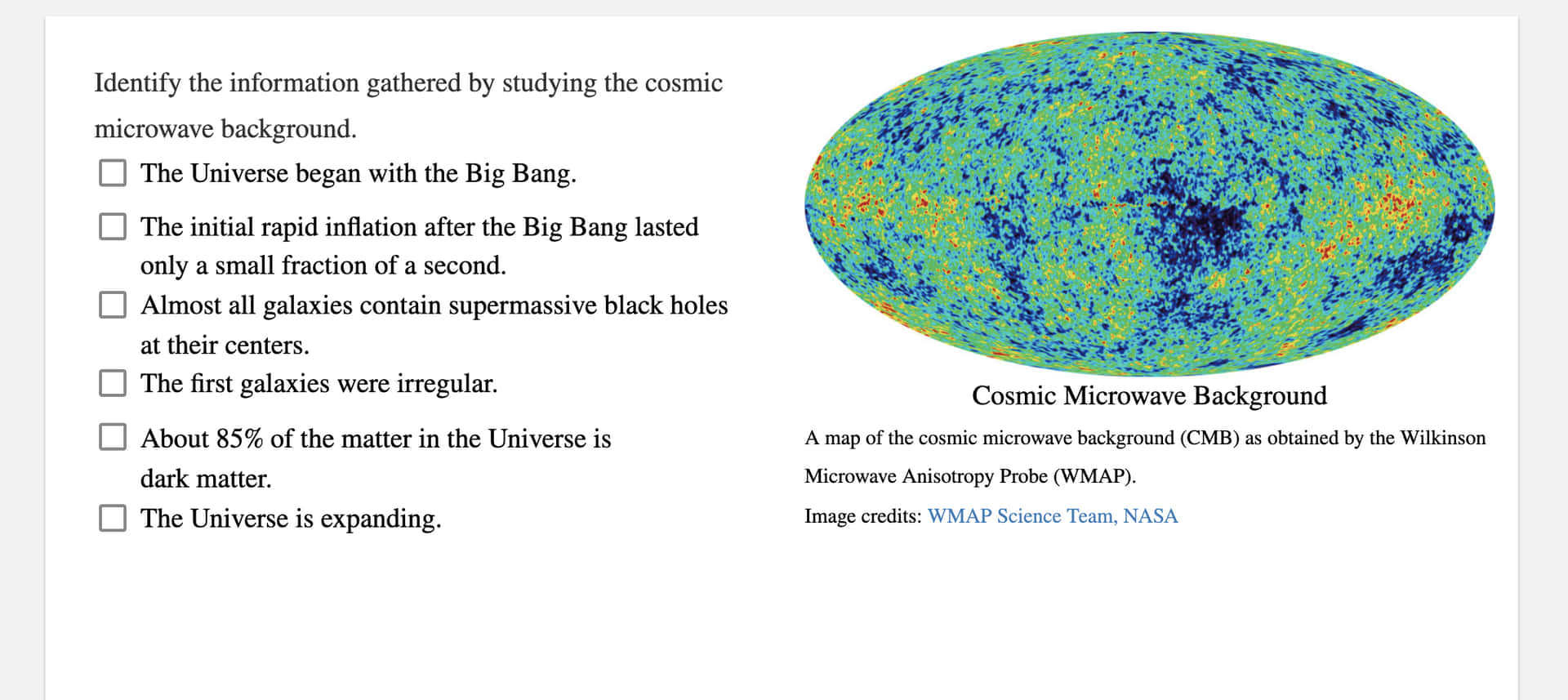 WMAP Image Cosmic Microwave Background Radiation