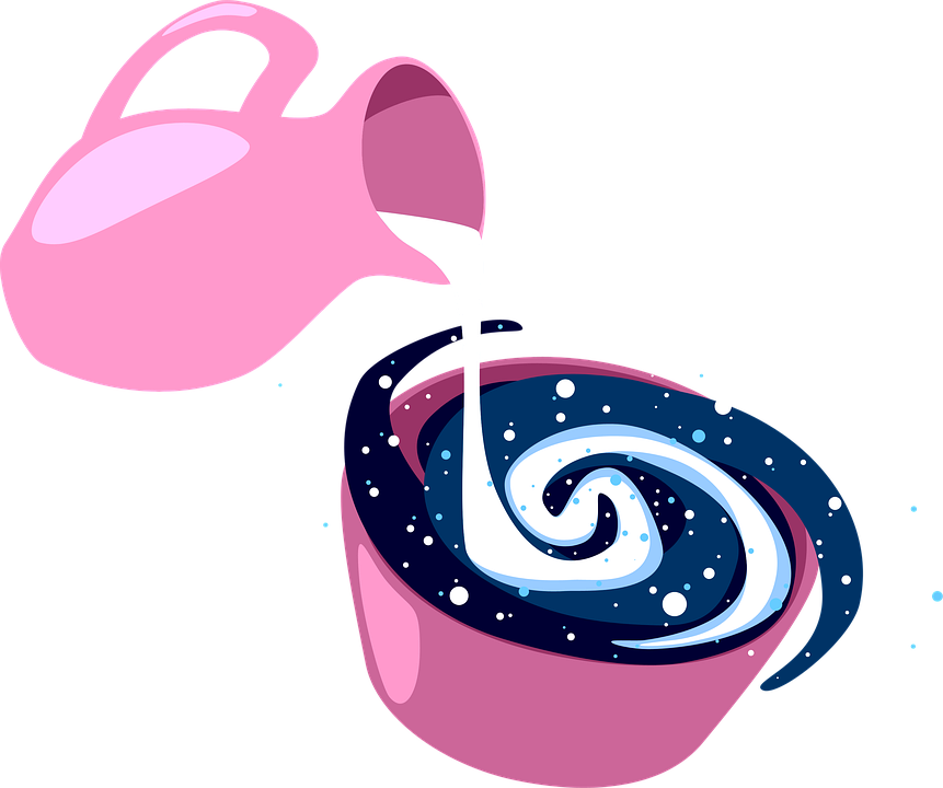 Cosmic Milk Pouring Into Galaxy Cup PNG