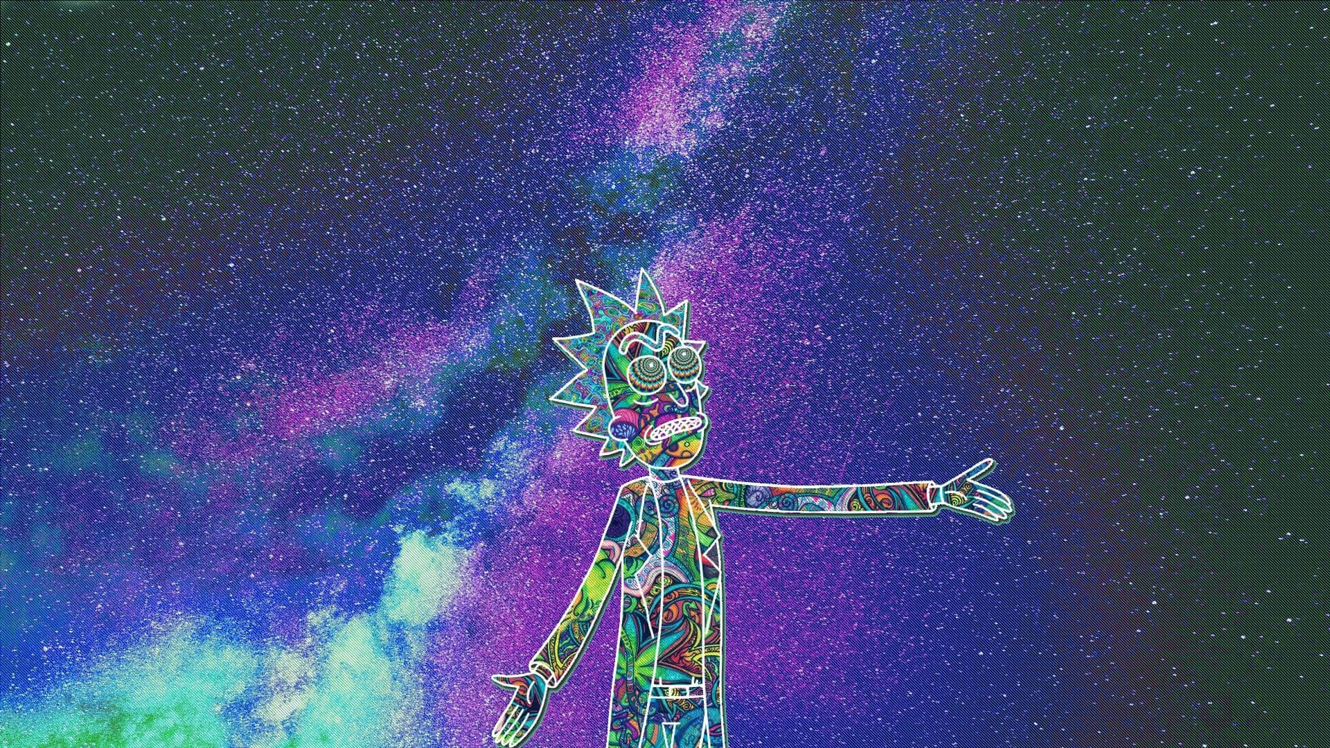 Cosmic Neon Rick Sanchez Wallpaper