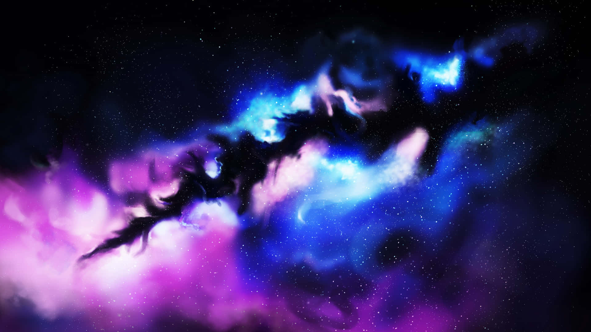 Cosmic Pink Blue Galaxy Clouds Wallpaper