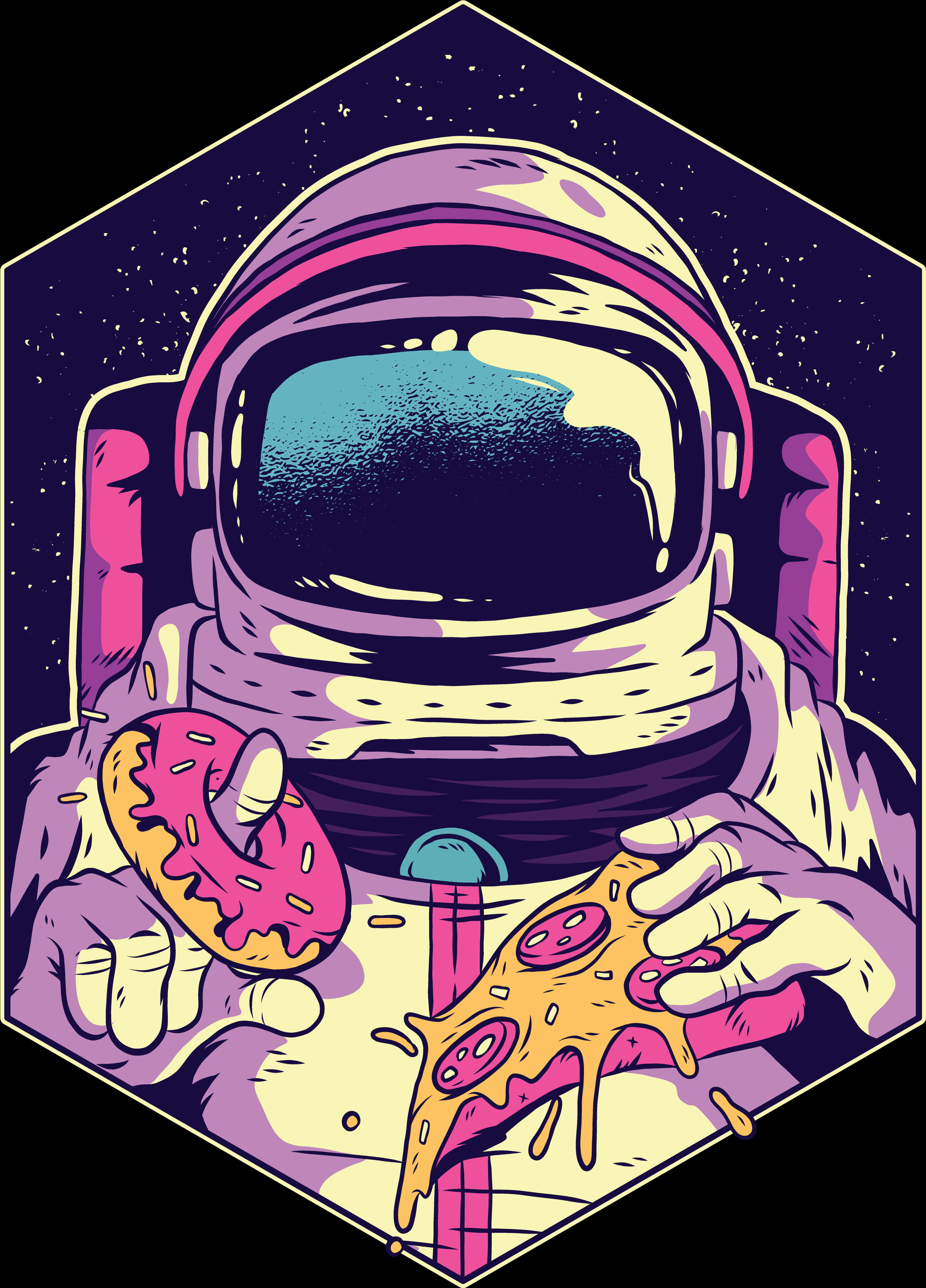 Cosmic Pizza Time Astronaut PNG