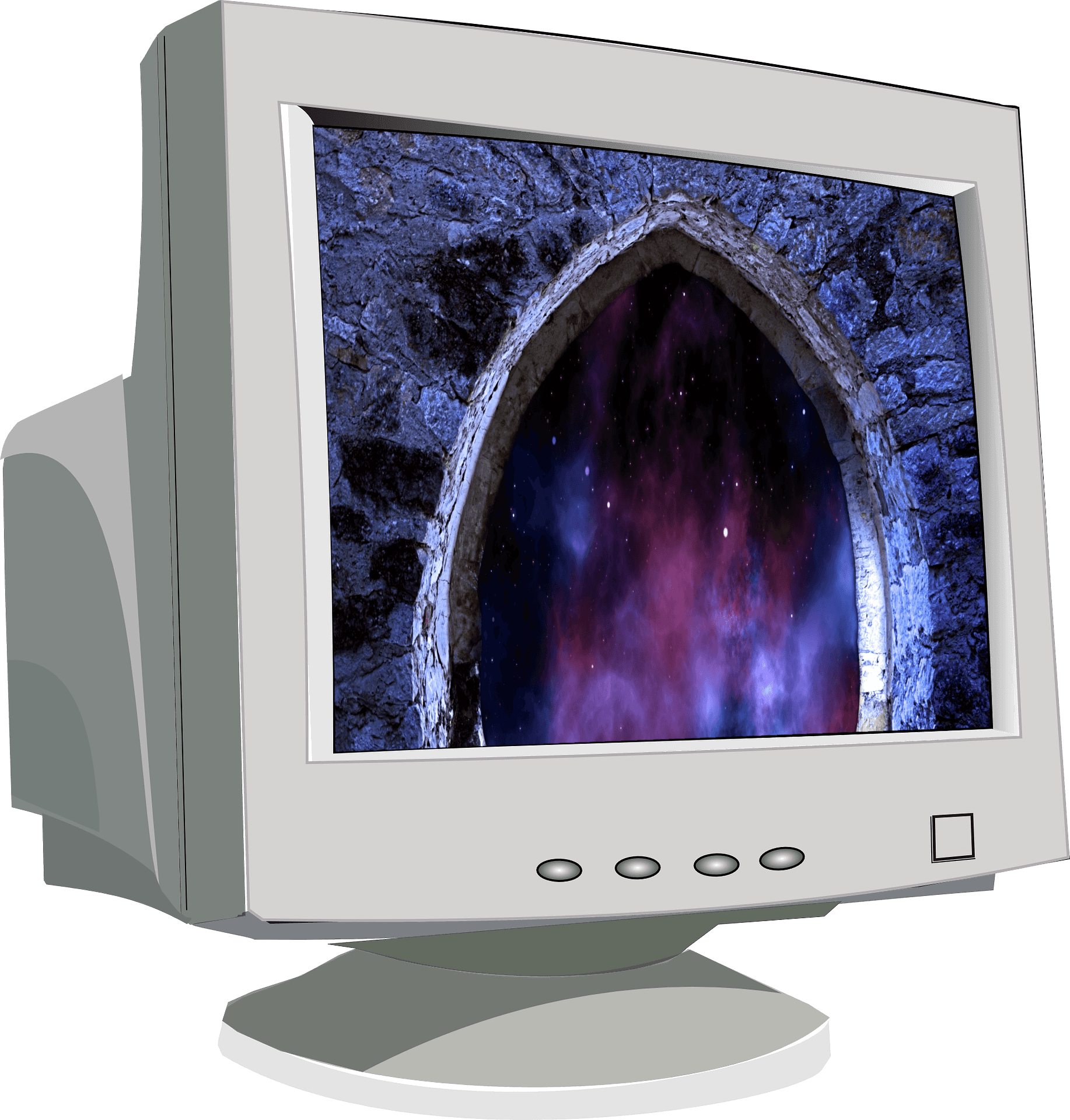 Cosmic Portal C R T Monitor PNG