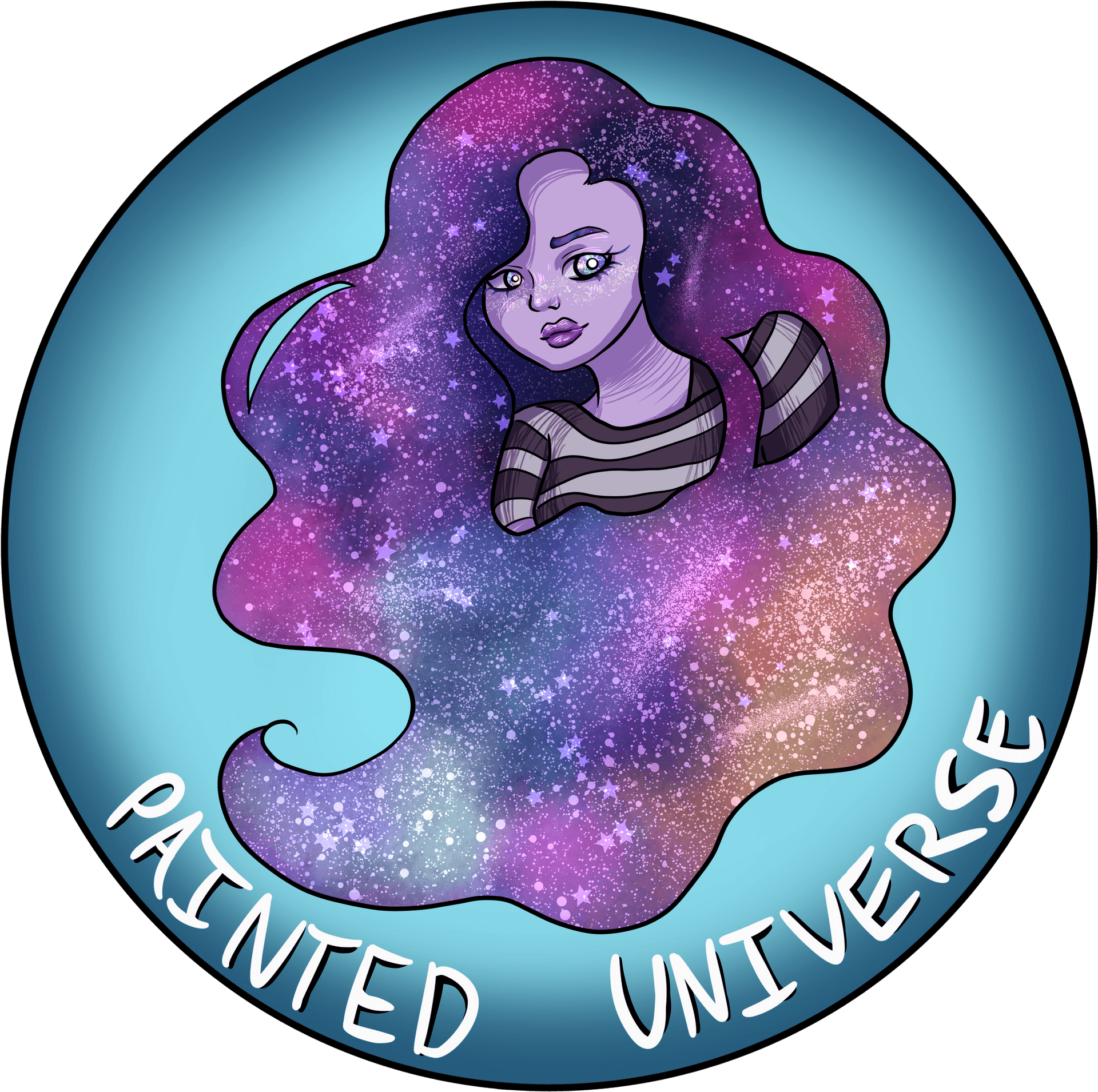 Cosmic Portrait_ Galactic Hair Illustration PNG