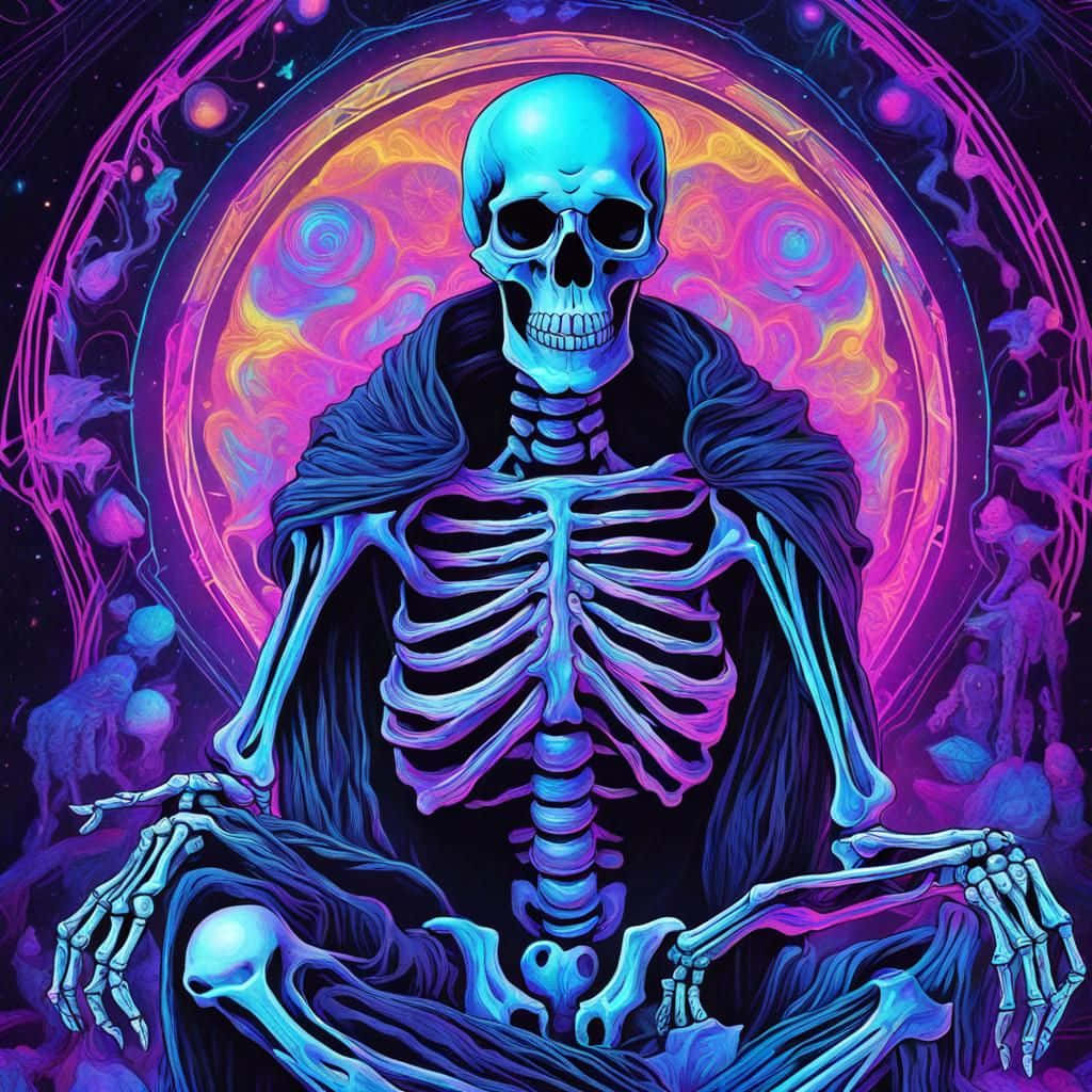Cosmic_ Purple_ Skeleton_ Artwork Wallpaper