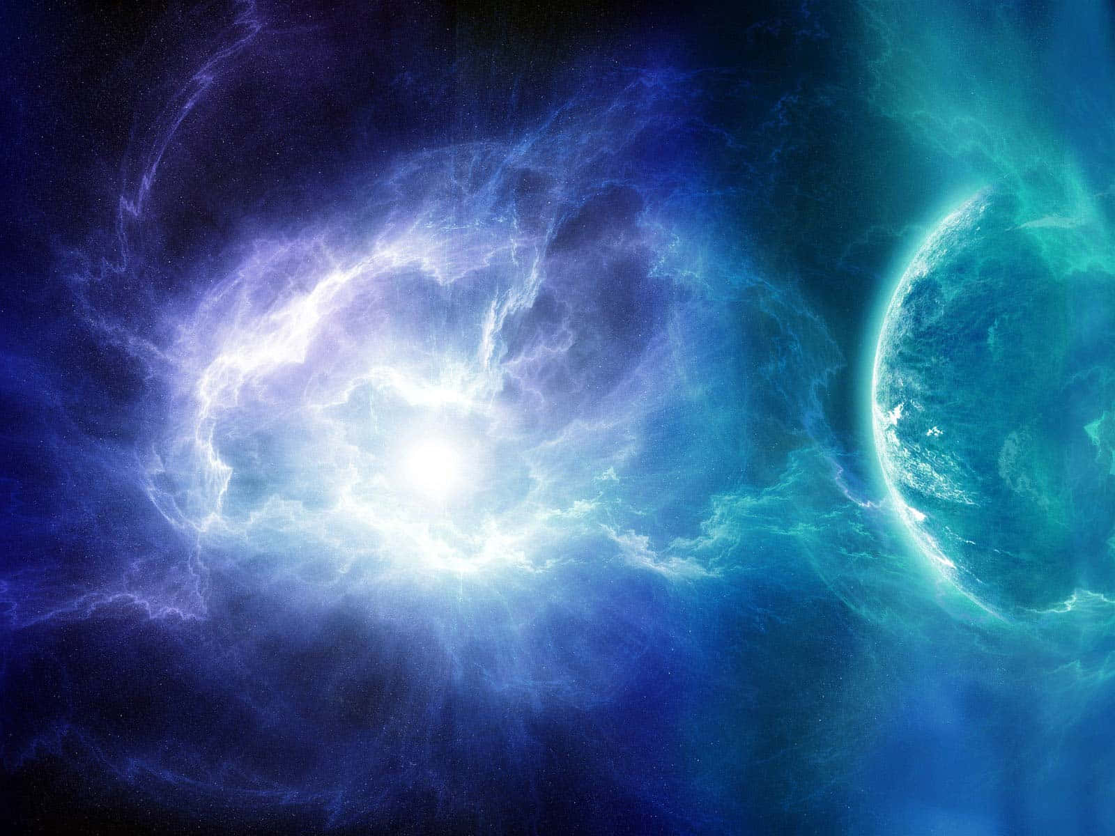 A vibrant display of cosmic rays in outer space Wallpaper
