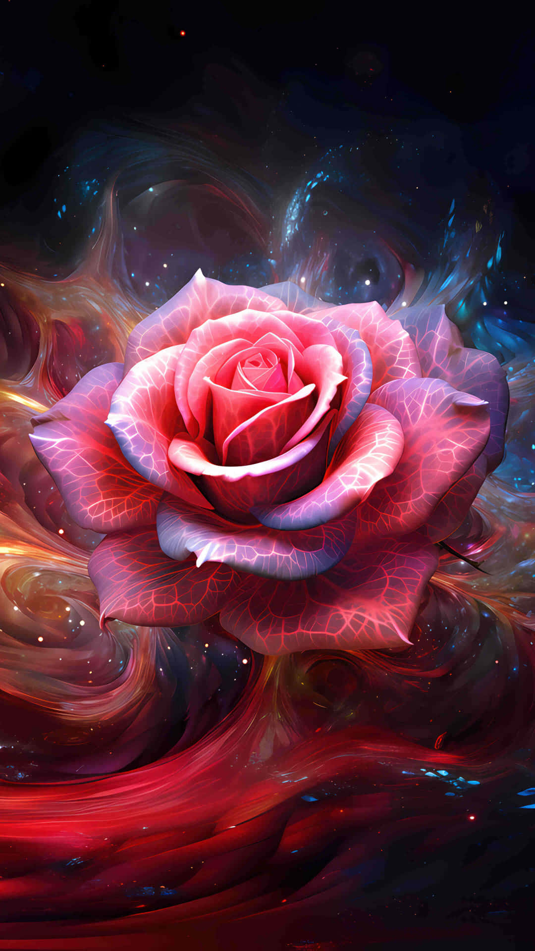 Cosmic_ Rose_ Galaxy_ Art_4 K Wallpaper