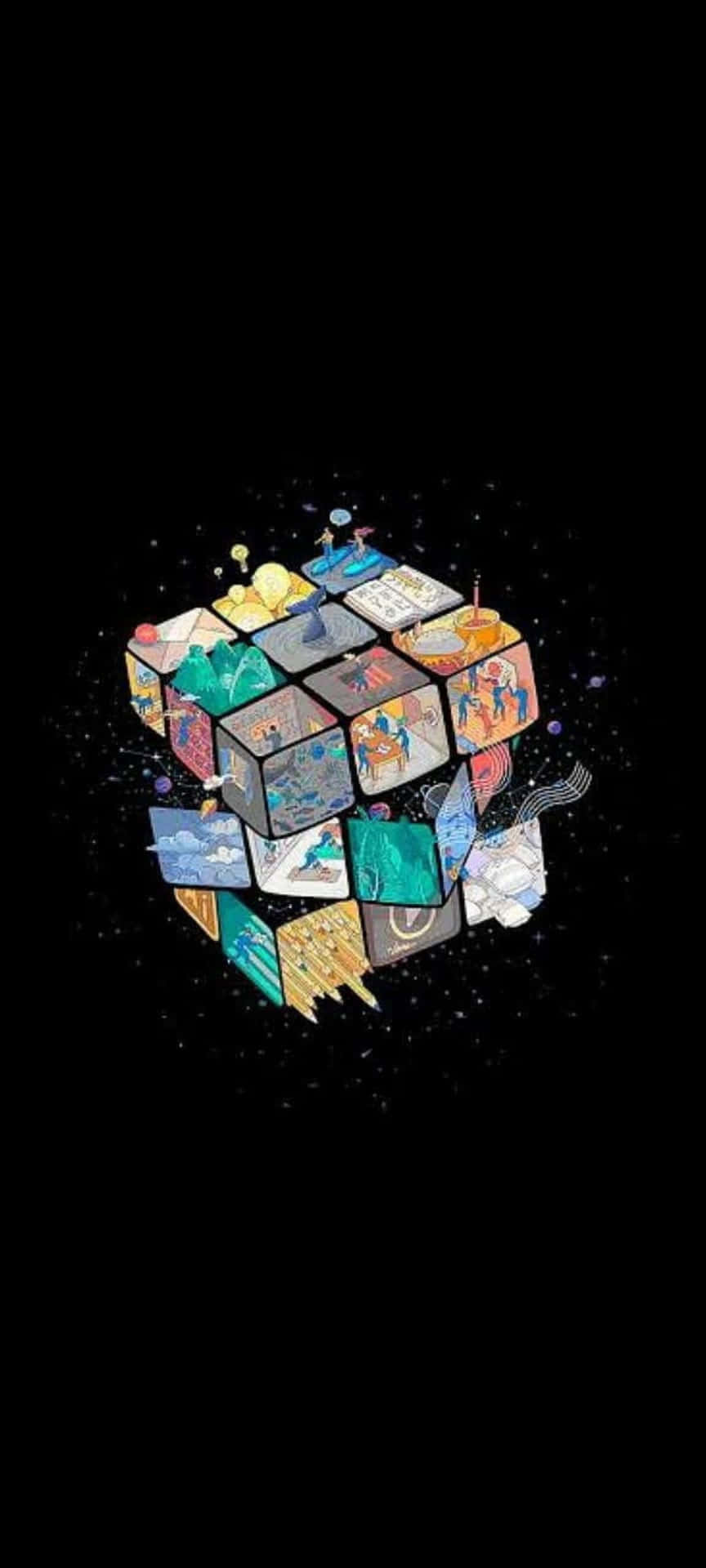 Cosmic Rubiks Cube Artwork Wallpaper