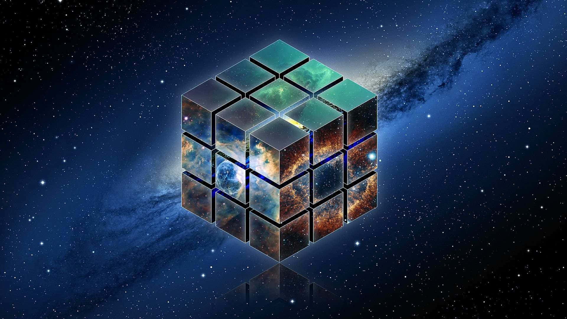 Cosmic Rubiks Cube Space Backdrop Wallpaper