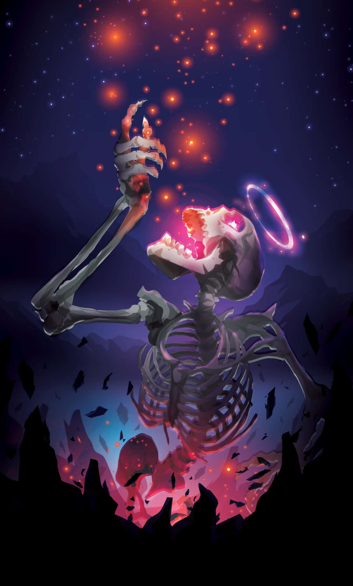 Cosmic Skeleton Rising Wallpaper