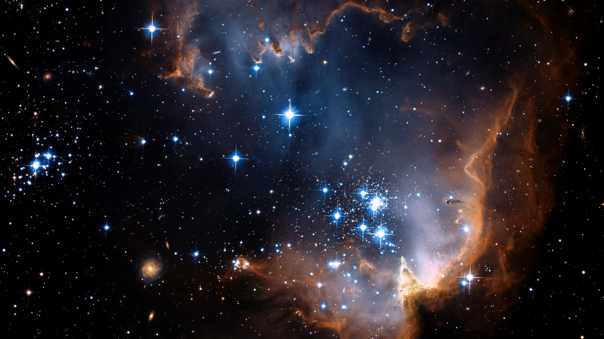 Cosmic Blue Stars Black Space Wallpaper