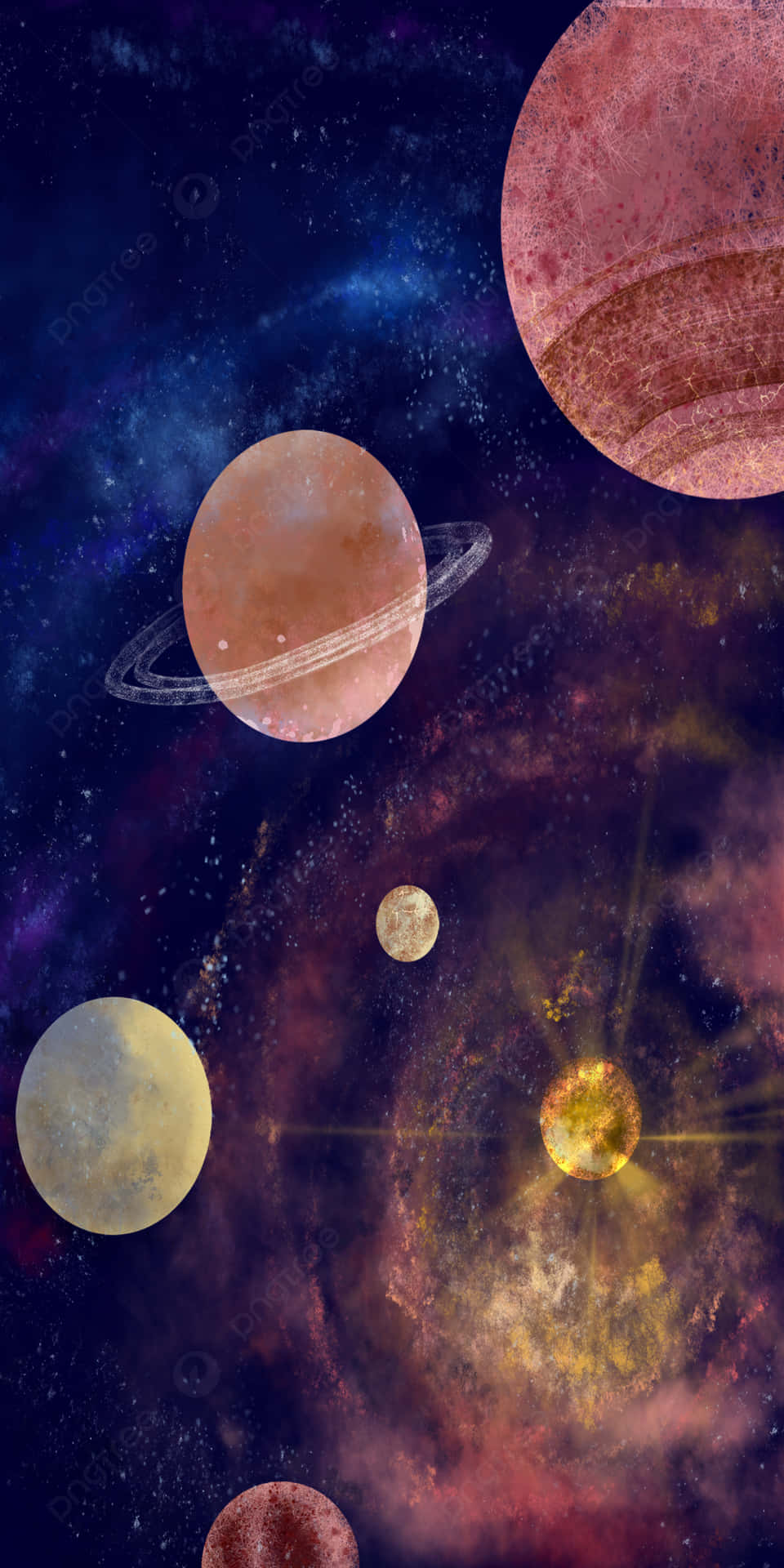 Cosmic_ Watercolor_ Planets Wallpaper