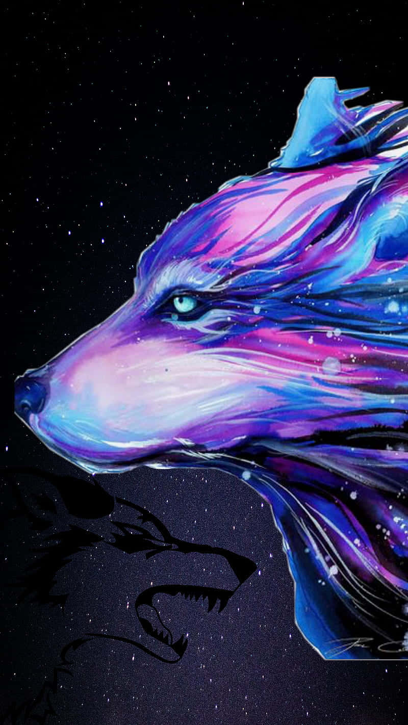 Cosmic Wolf Portrait Wallpaper