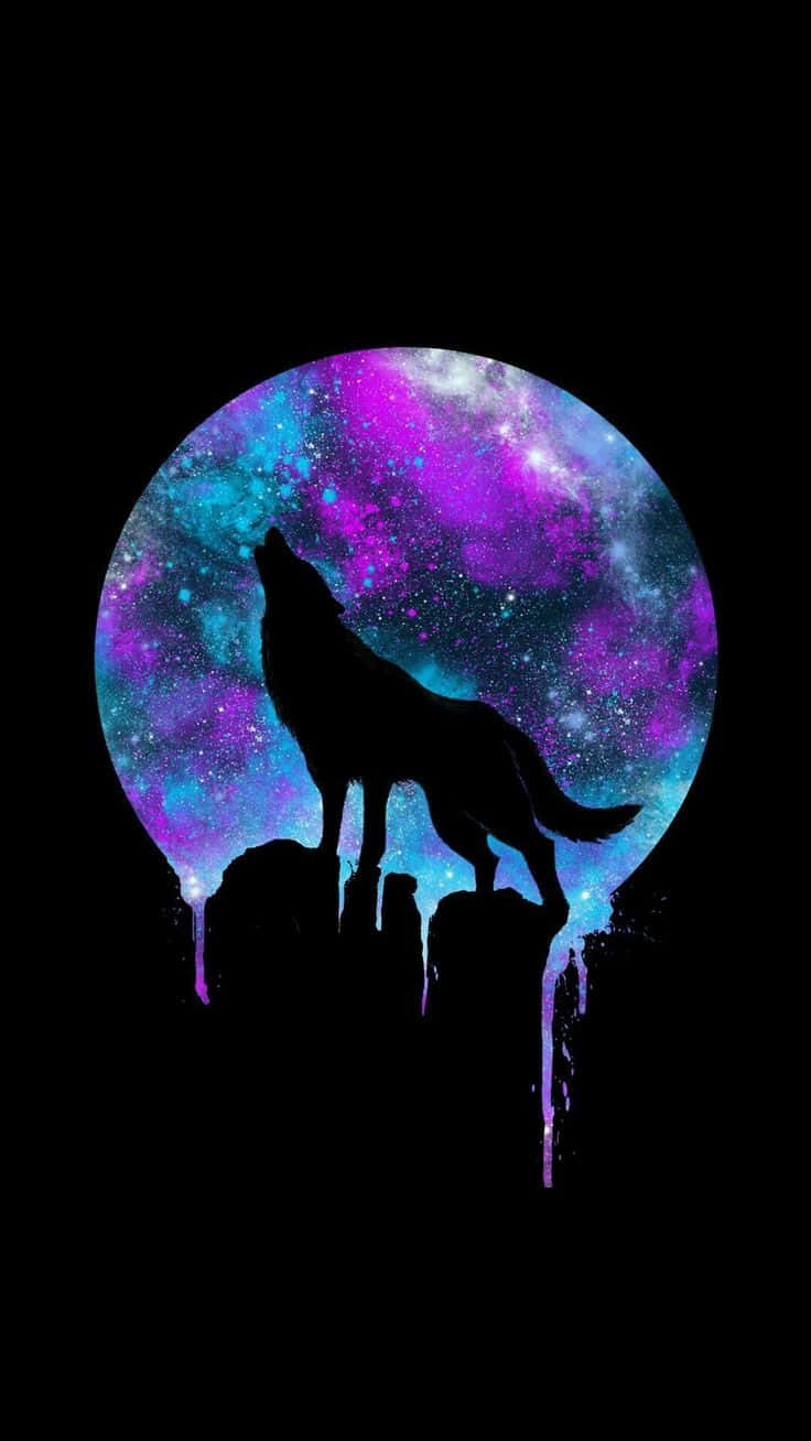 Cosmic Wolf Silhouette Wallpaper