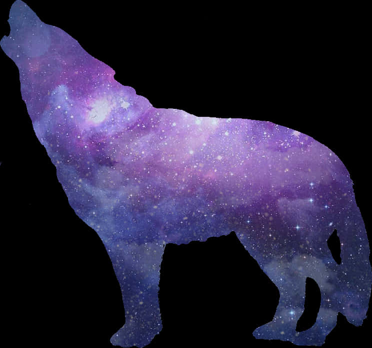 Cosmic Wolf Silhouette PNG