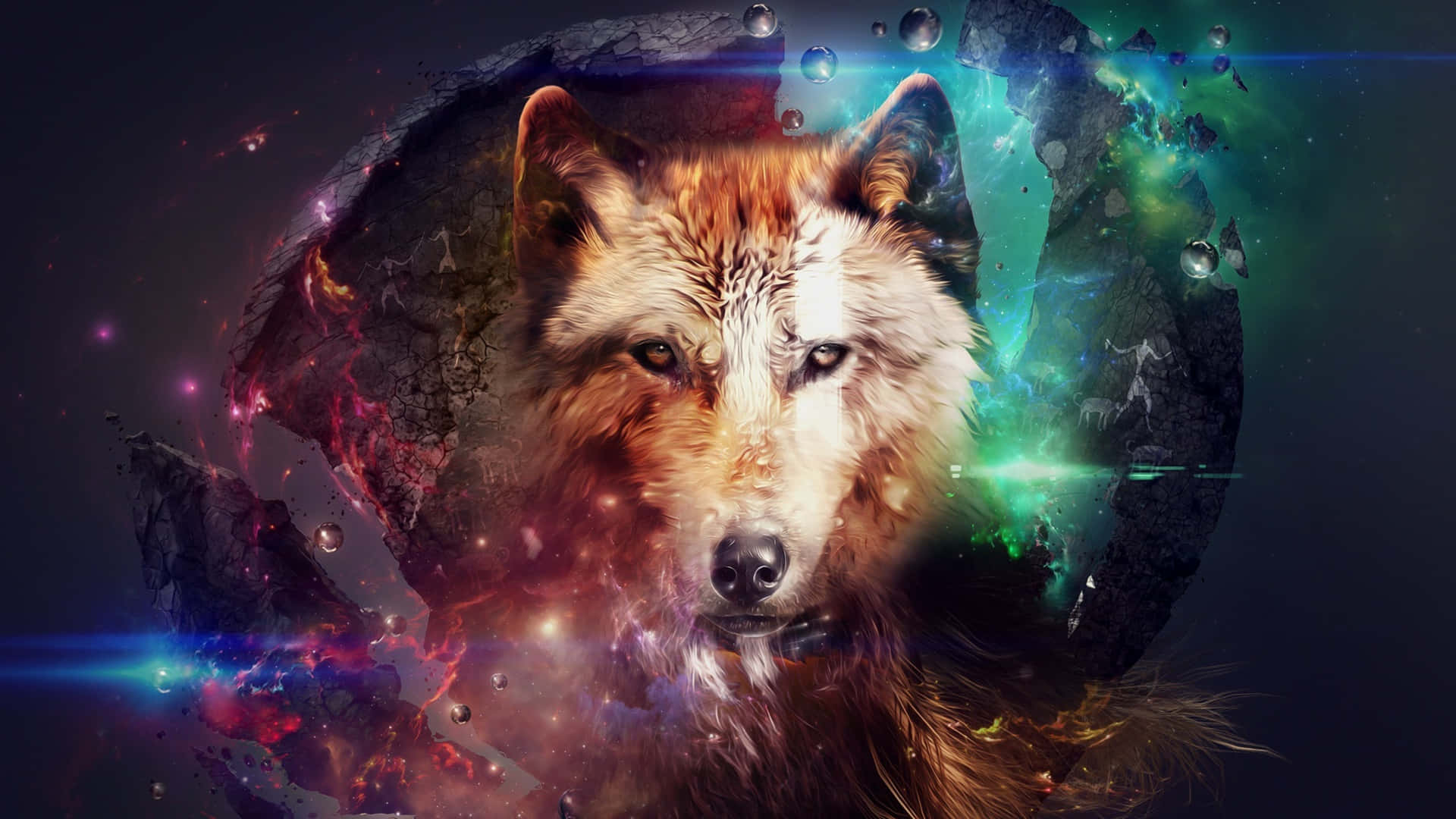 Cosmic_ Wolf_ Spirit_ Artwork Wallpaper