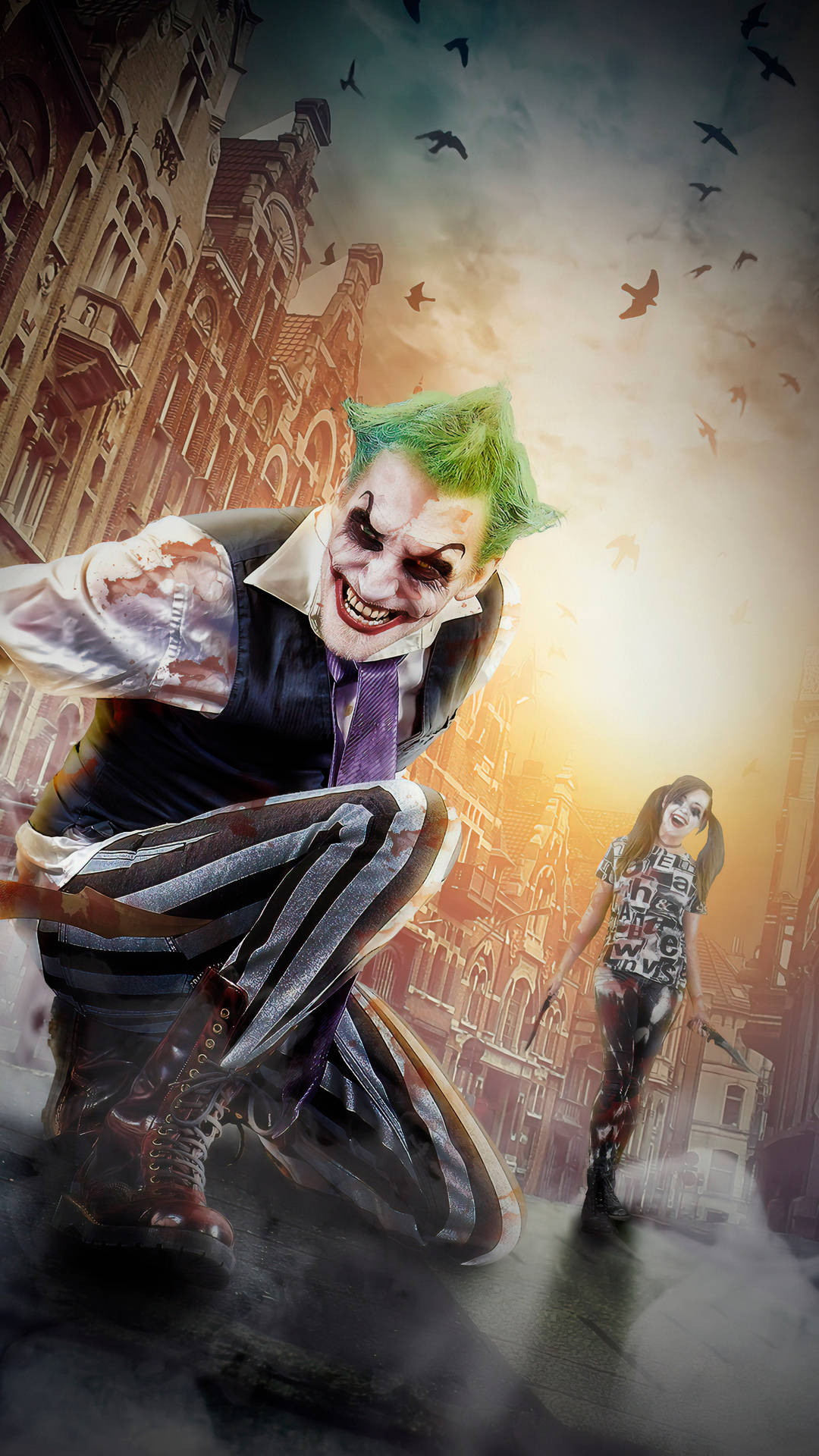 Cosplay Joker Harley Quinn Phone Wallpaper