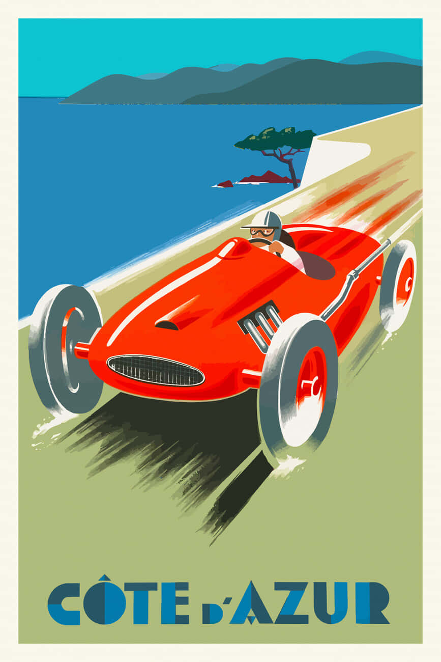 Côte D'azur Vintage Racing Poster Achtergrond