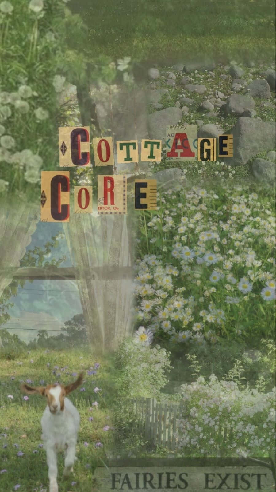 Cottagecore Aesthetic Goatand Flowers Wallpaper