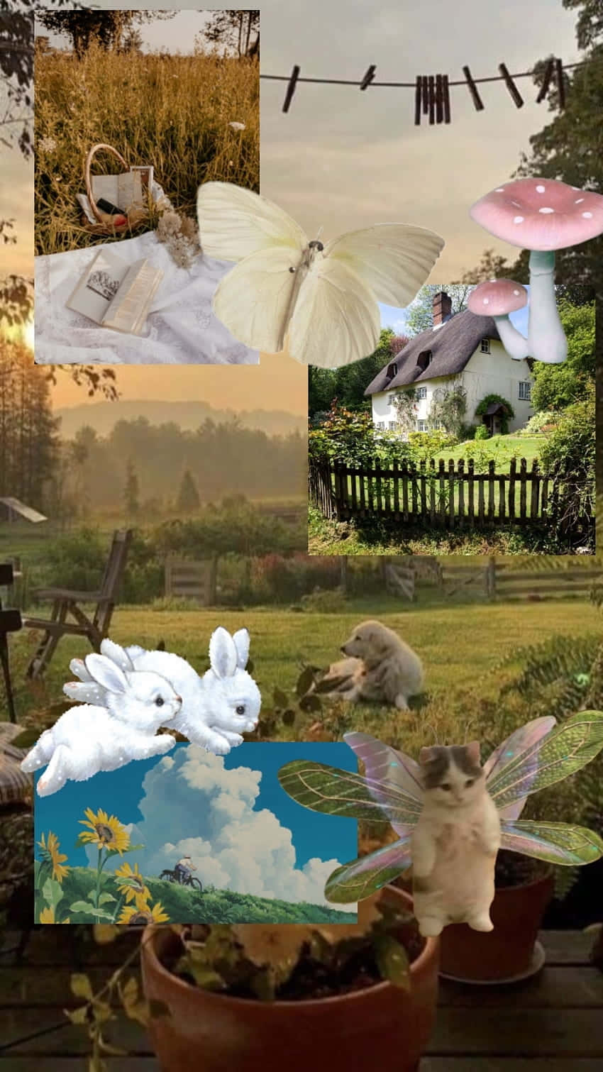 Cottagecore Fantasy Collage Wallpaper
