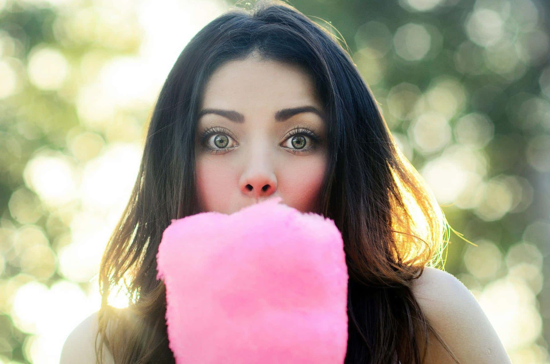 Beautiful Girl With Cotton Candy Photography Background