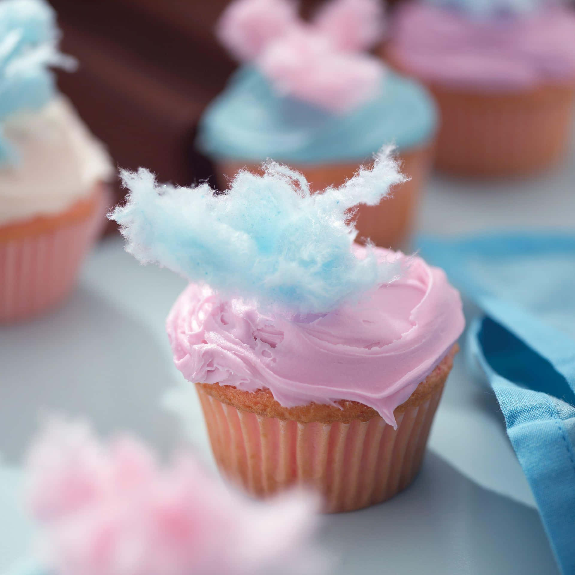 Pink Cotton Candy Cupcakes Background