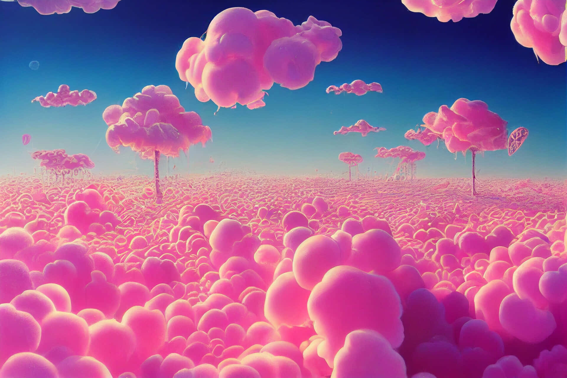 Cotton Candy Pink Trippy Aesthetic Clouds Wallpaper