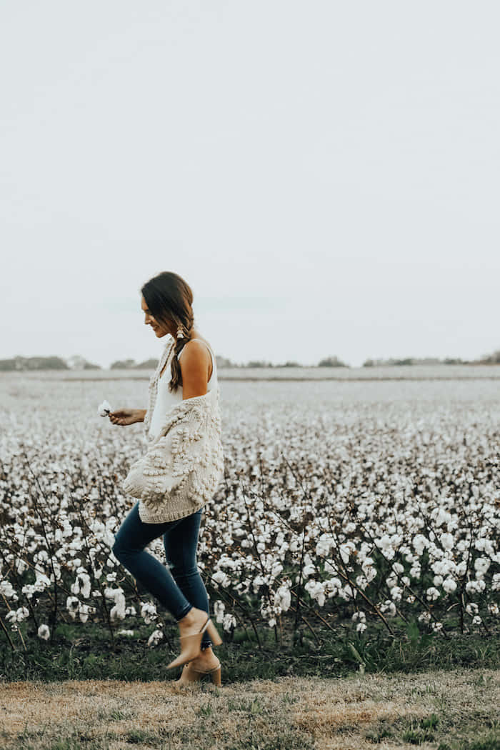 "Take in the beauty of a sunny cotton field in the summertime."