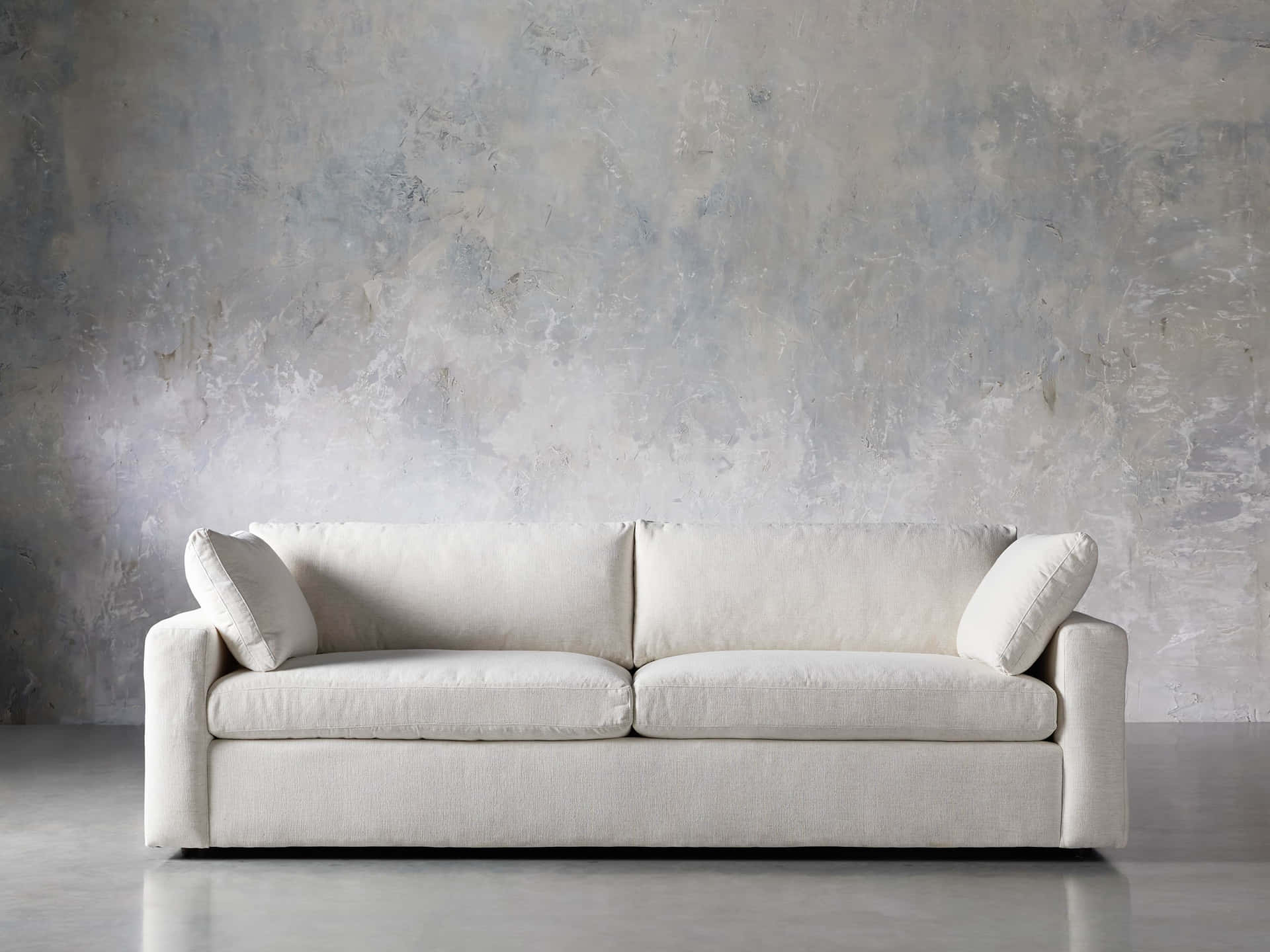 Living Room Off White Couch Concrete Wall Background