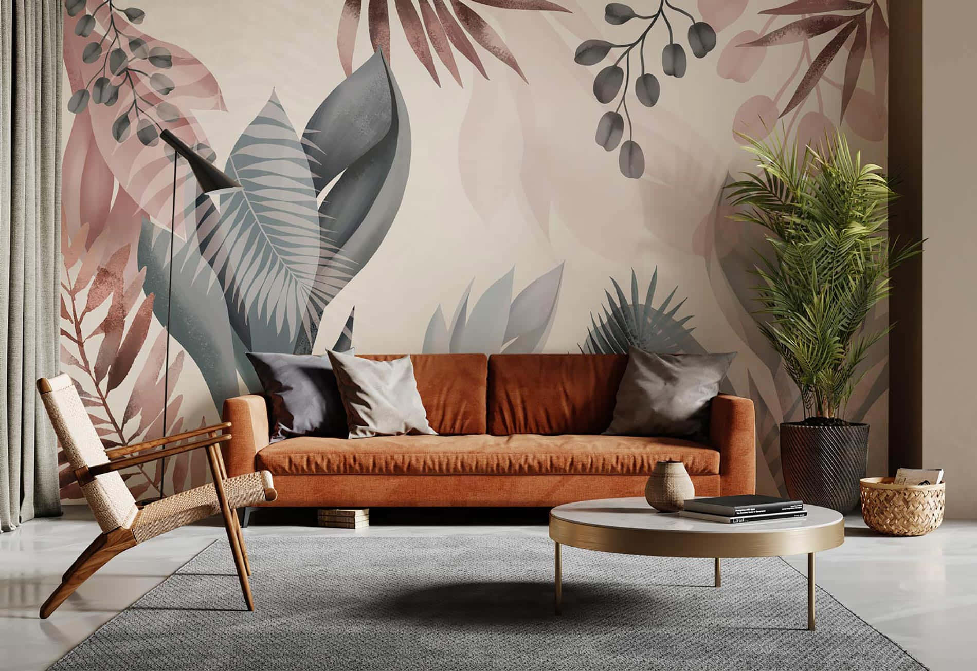 Tropical Mural Living Room Couch Background