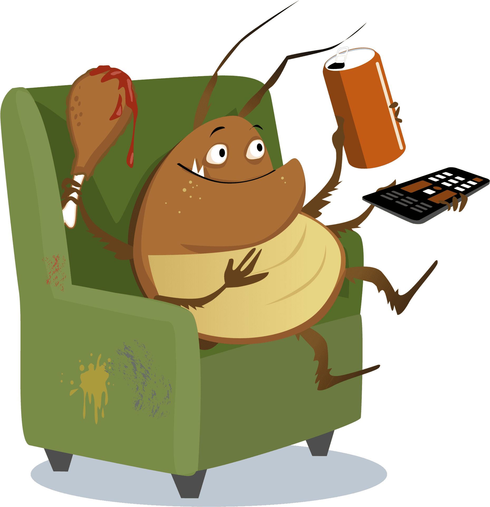 Couch Potato Cockroach Relaxing PNG